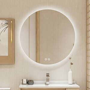 Espejo de baño LED redondo antiniebla con luz regulable y