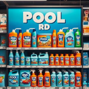 pool products on a shelf in a store